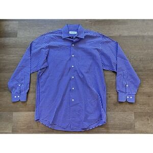 Brooks Brothers Men's Shirt Purple Gingham Check Size 15.5 32/37 Button Down